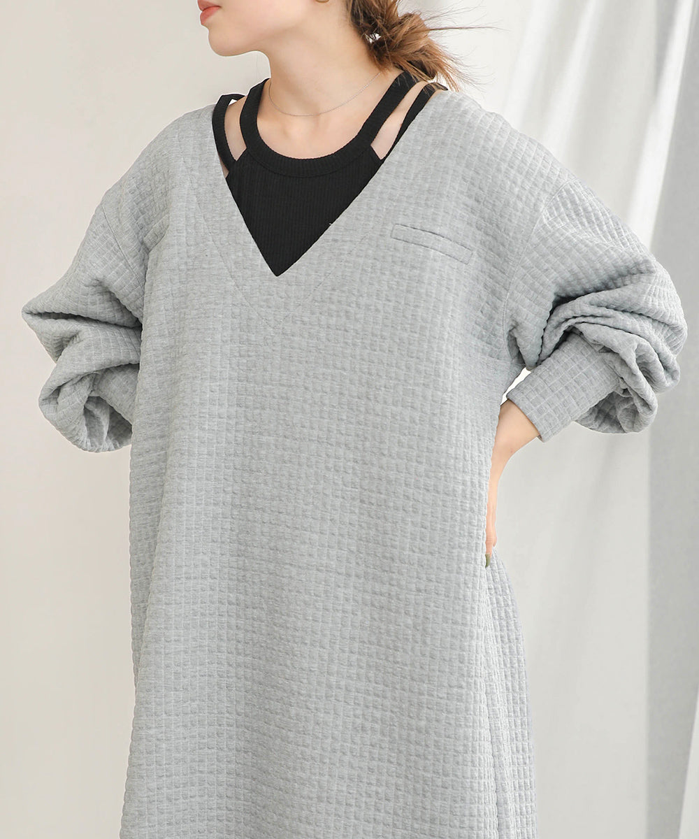 Bab ステッチ深Ｖネックワンピース