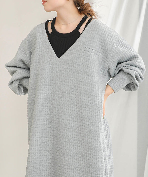 Bab ステッチ深Ｖネックワンピース