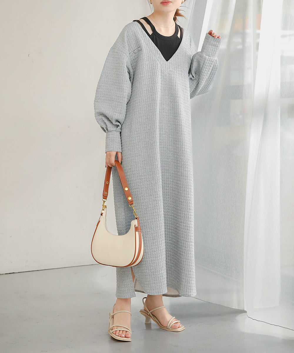 Bab ステッチ深Ｖネックワンピース