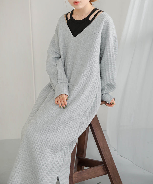 Bab ステッチ深Ｖネックワンピース