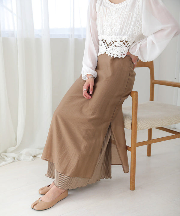 REVERSIBLE SHEER PLEATED SKIRT