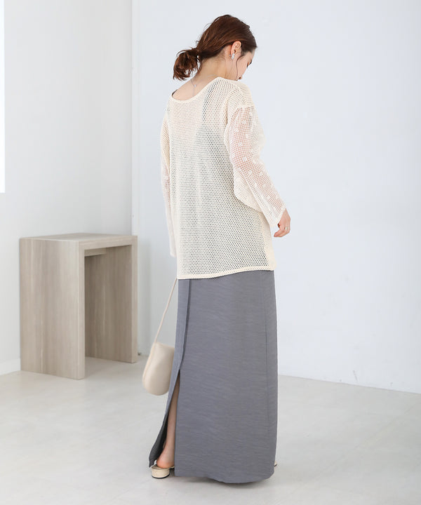 Bab 前後２ＷＡＹメッシュレースブラウス