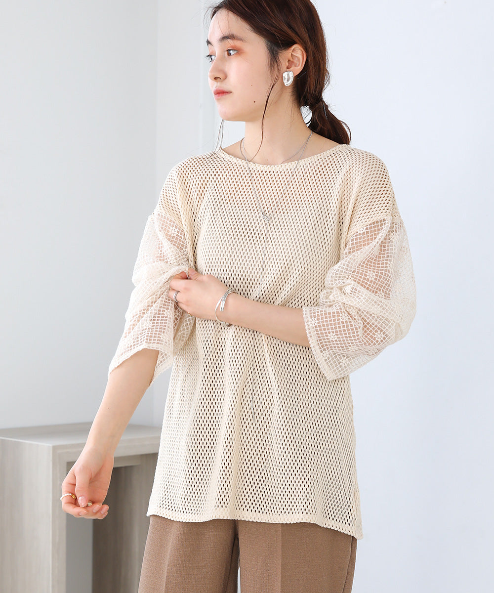 Bab 前後２ＷＡＹメッシュレースブラウス