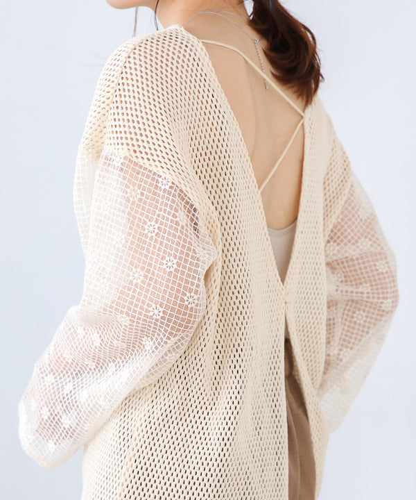 Bab 前後２ＷＡＹメッシュレースブラウス