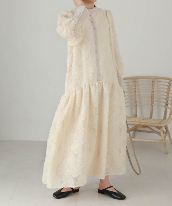 【低身長向けサイズあり】シャギー配色ティアードワンピース