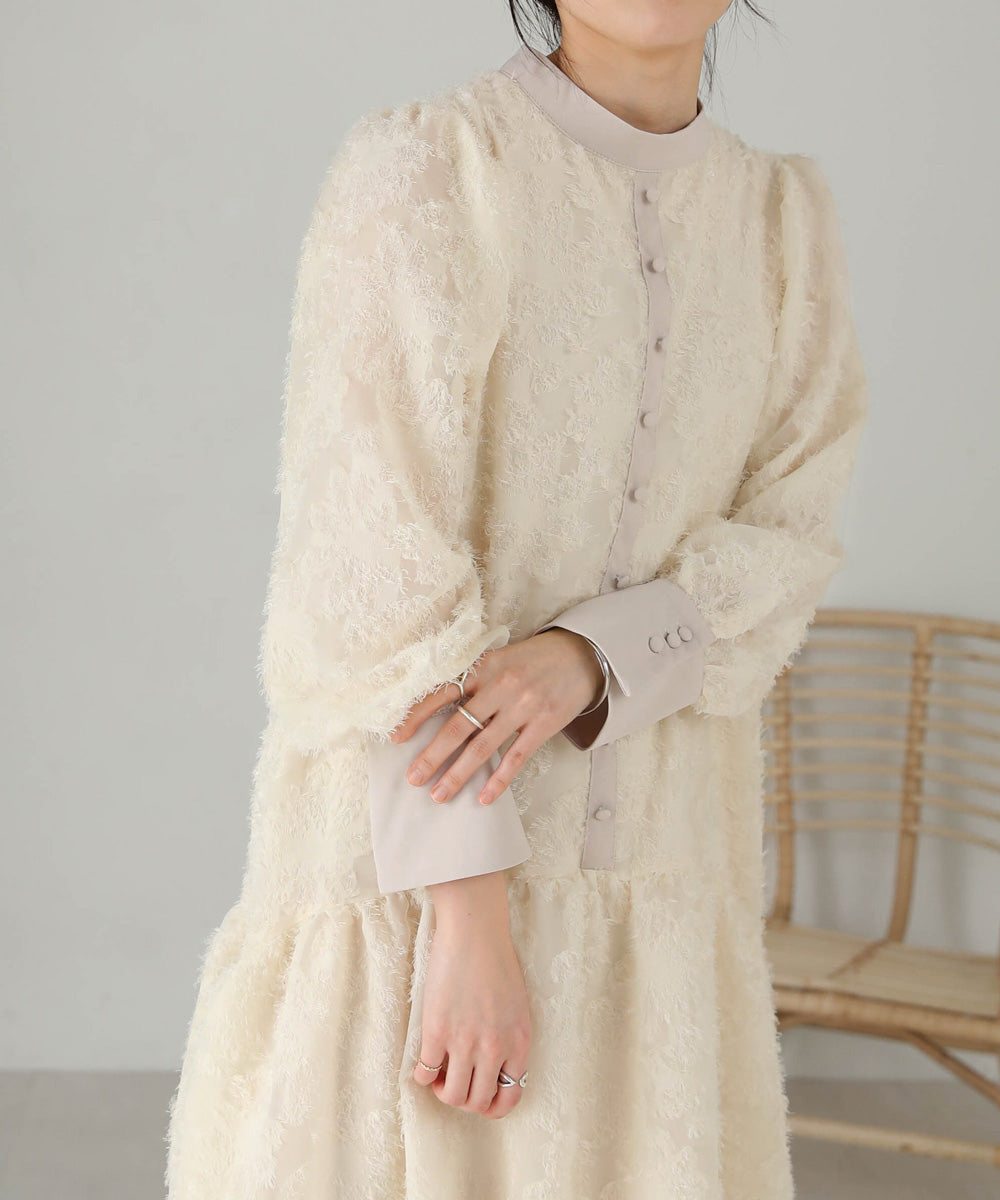 【低身長向けサイズあり】シャギー配色ティアードワンピース