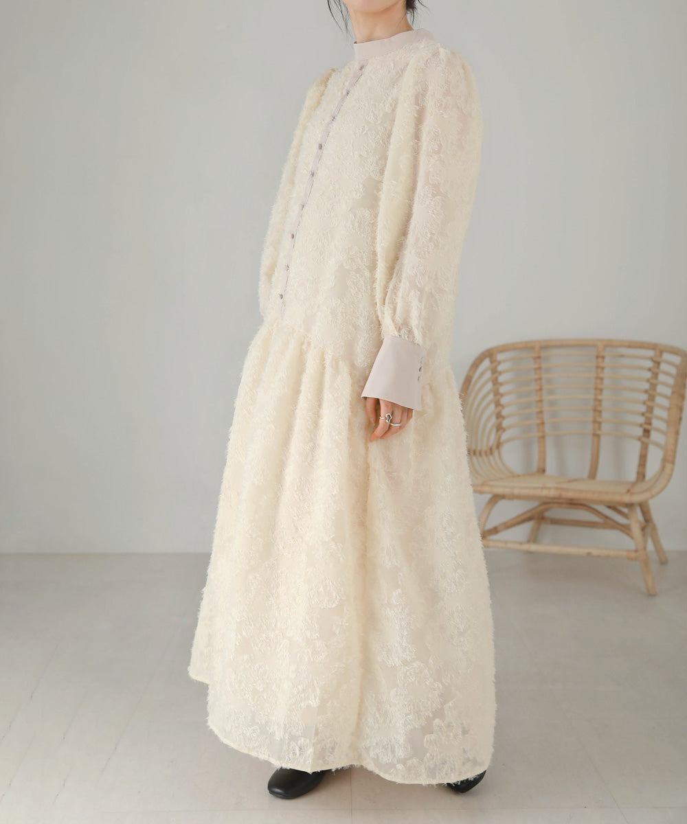 【低身長向けサイズあり】シャギー配色ティアードワンピース