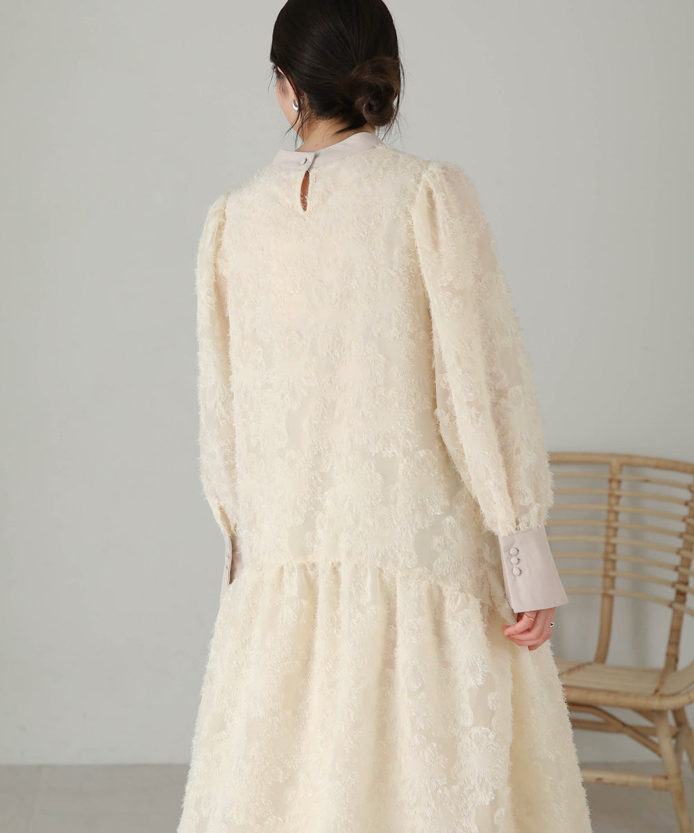 【低身長向けサイズあり】シャギー配色ティアードワンピース