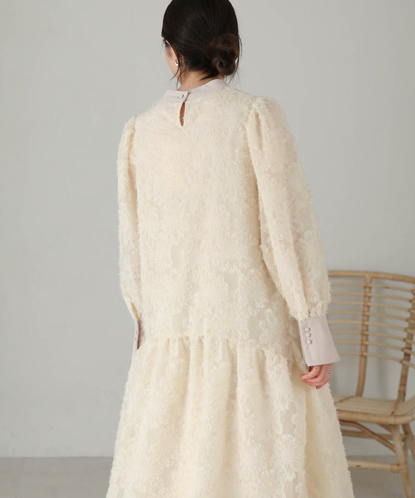 【低身長向けサイズあり】シャギー配色ティアードワンピース