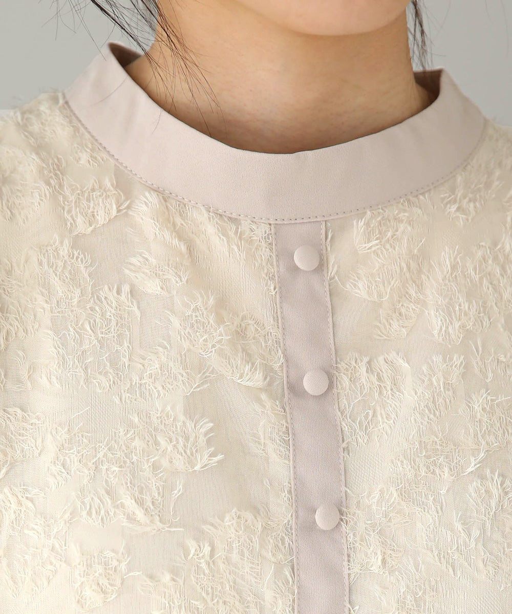 【低身長向けサイズあり】シャギー配色ティアードワンピース