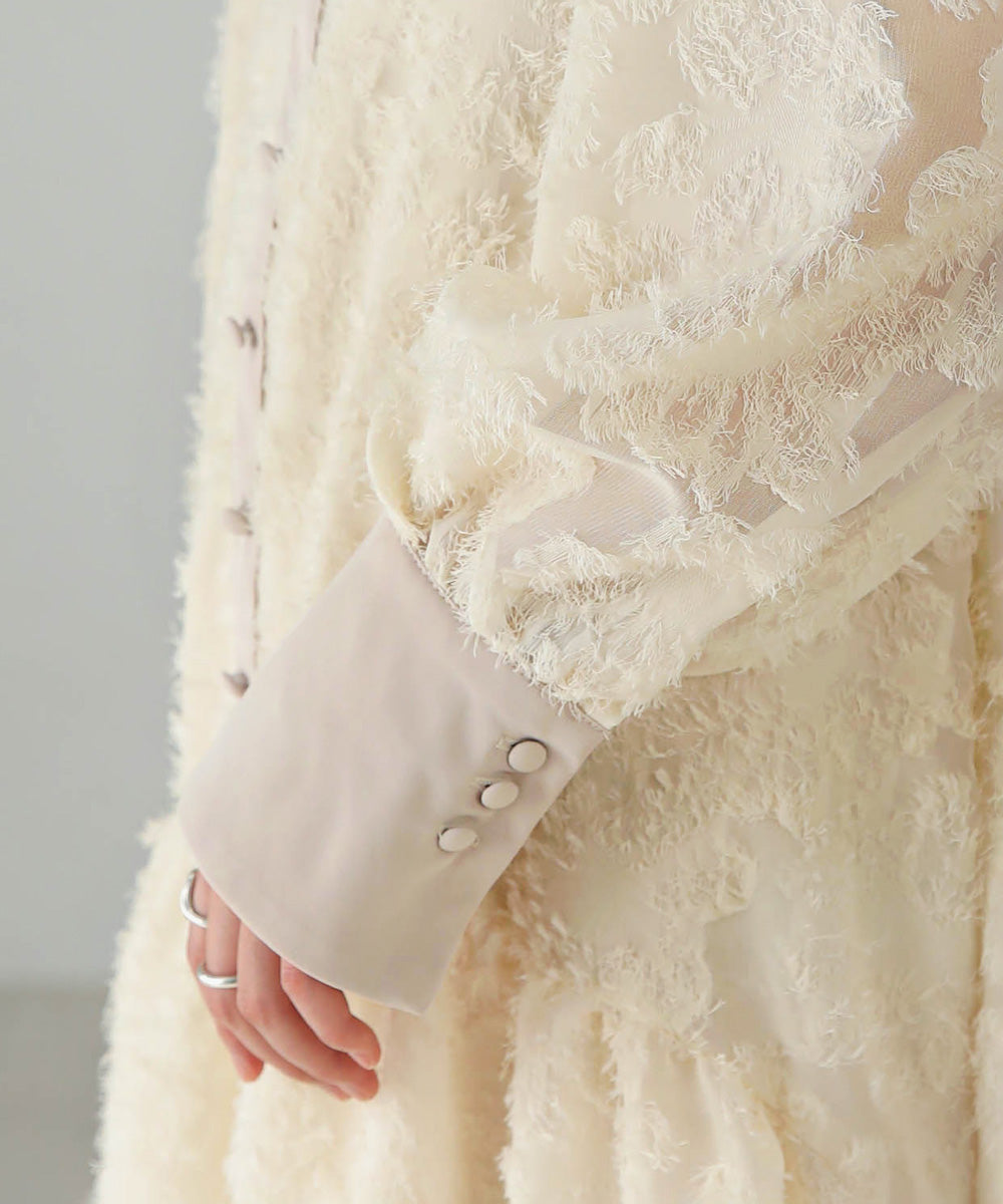 【低身長向けサイズあり】シャギー配色ティアードワンピース