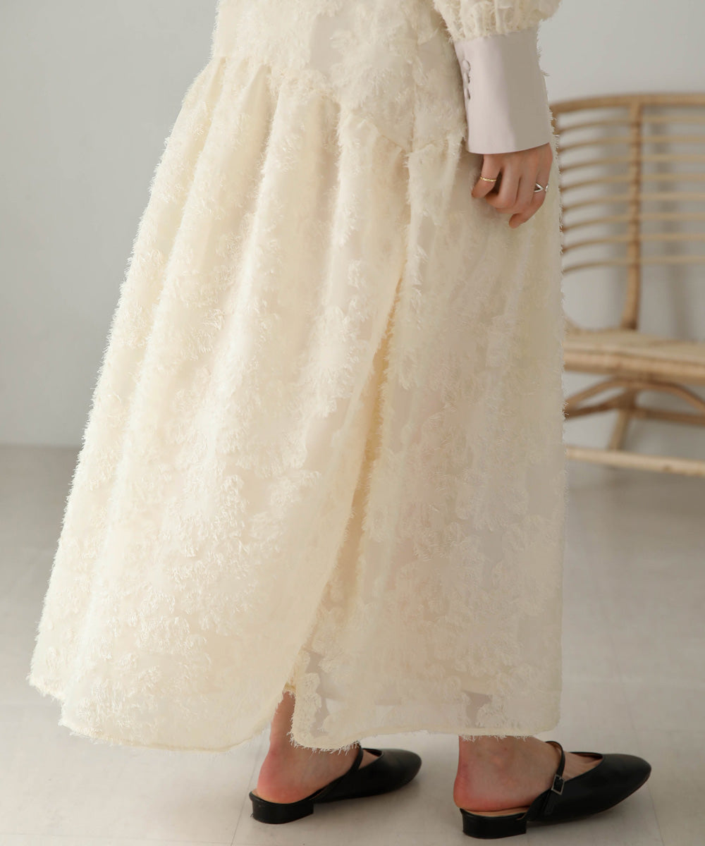 【低身長向けサイズあり】シャギー配色ティアードワンピース