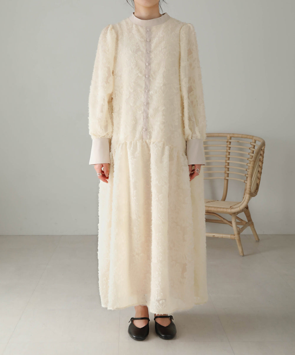 【低身長向けサイズあり】シャギー配色ティアードワンピース