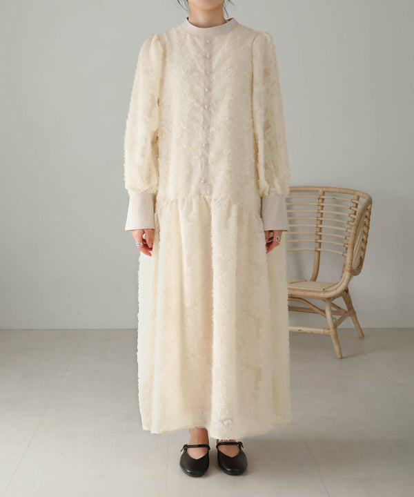 【低身長向けサイズあり】シャギー配色ティアードワンピース