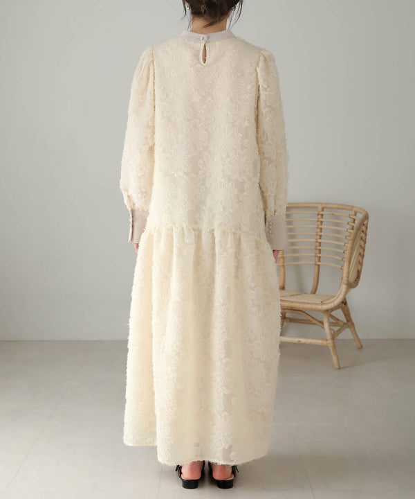 【低身長向けサイズあり】シャギー配色ティアードワンピース