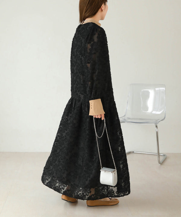 【低身長向けサイズあり】シャギー配色ティアードワンピース