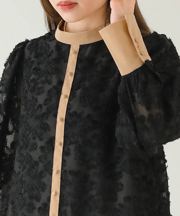 【低身長向けサイズあり】シャギー配色ティアードワンピース