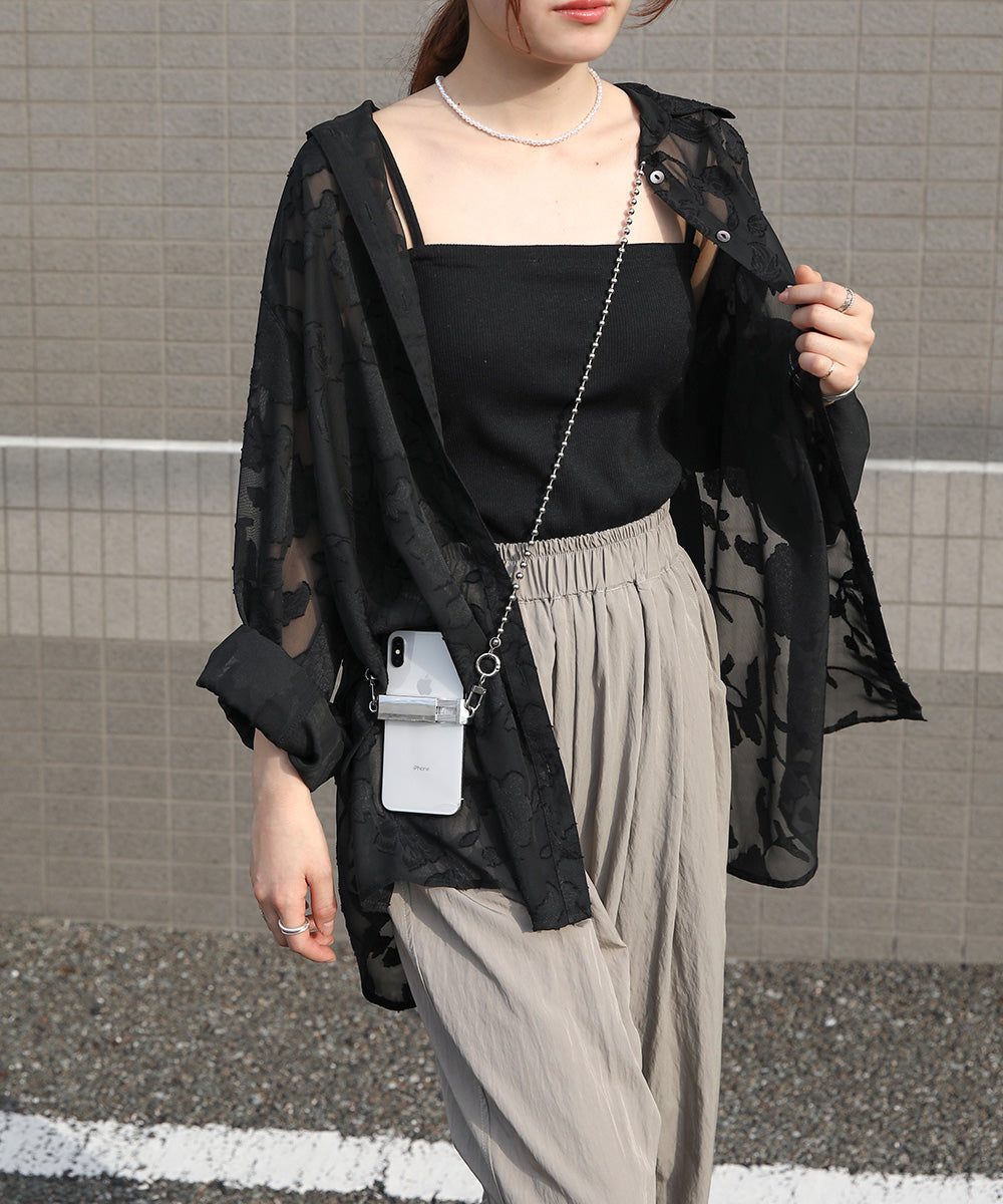 Bab シアーフラワージャガードビックシャツ