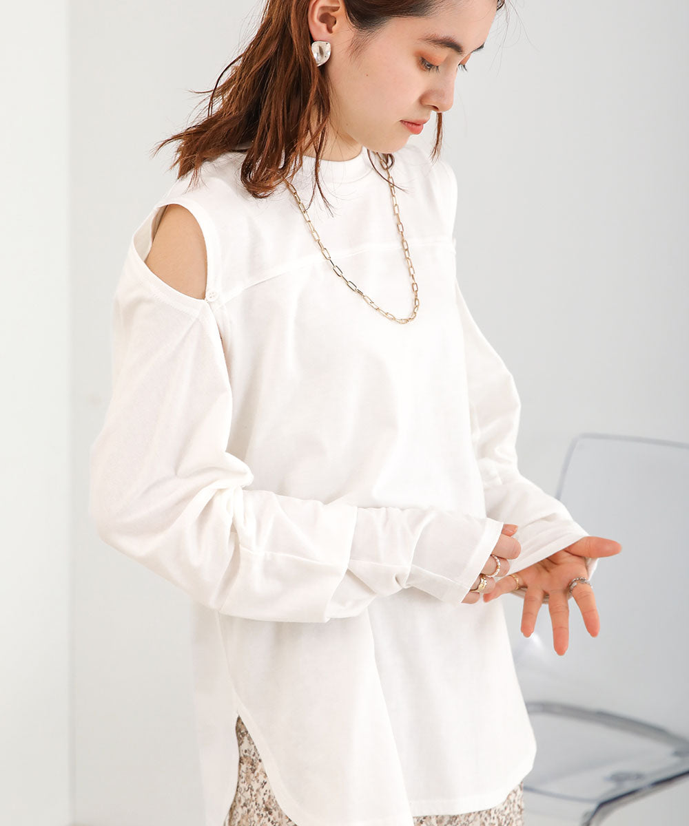 2WAY袖スリットカットソー