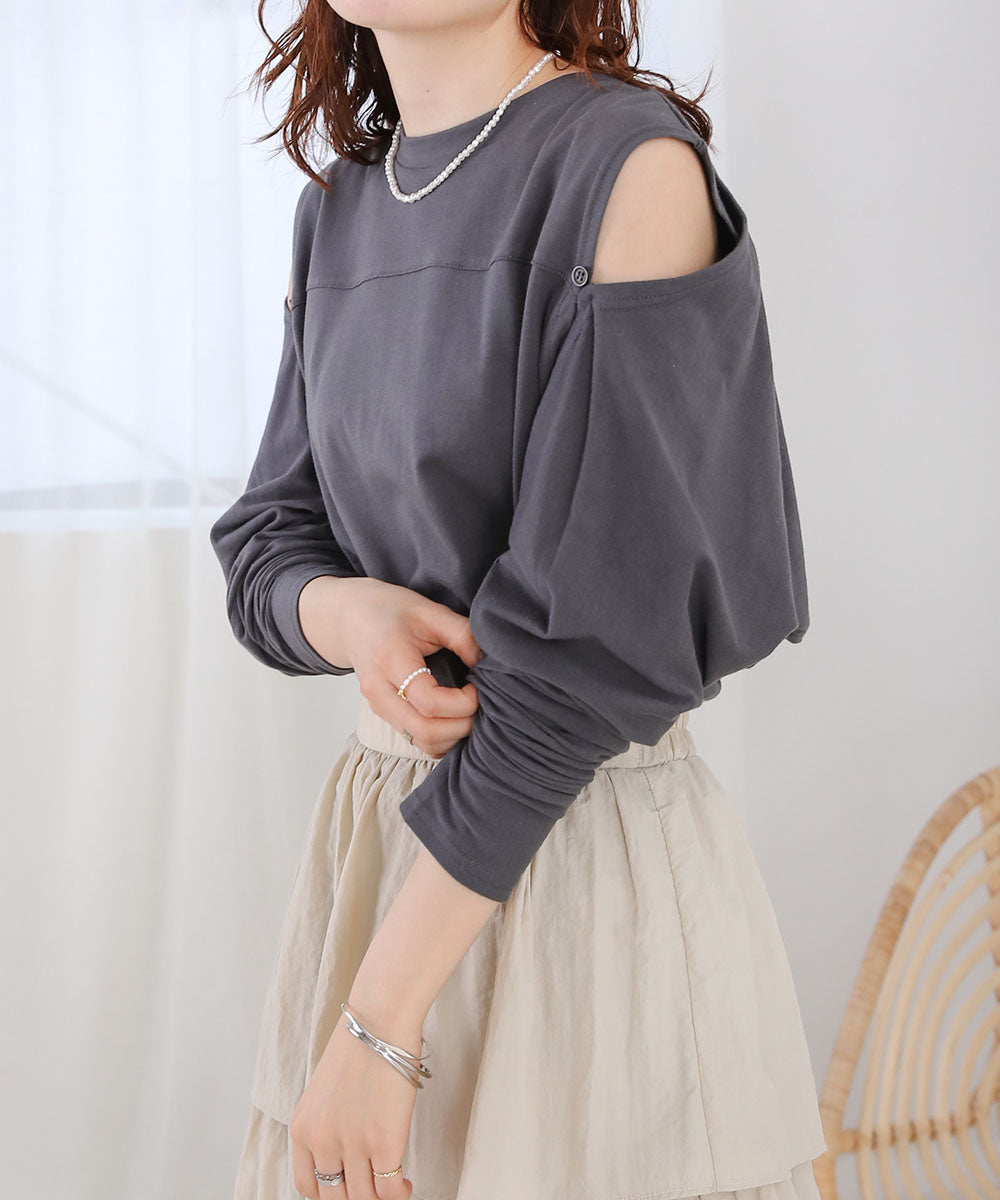 2WAY袖スリットカットソー