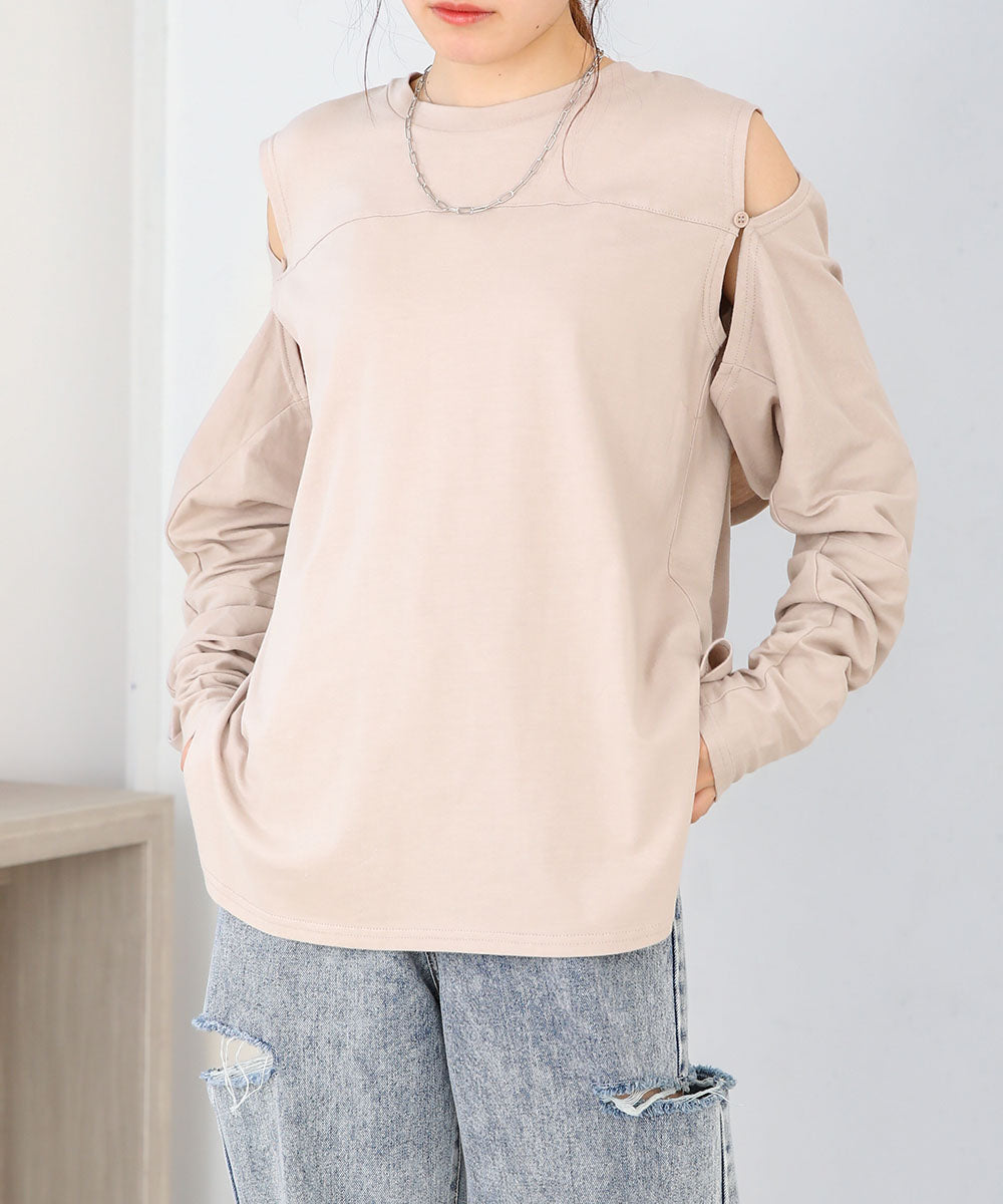 2WAY袖スリットカットソー