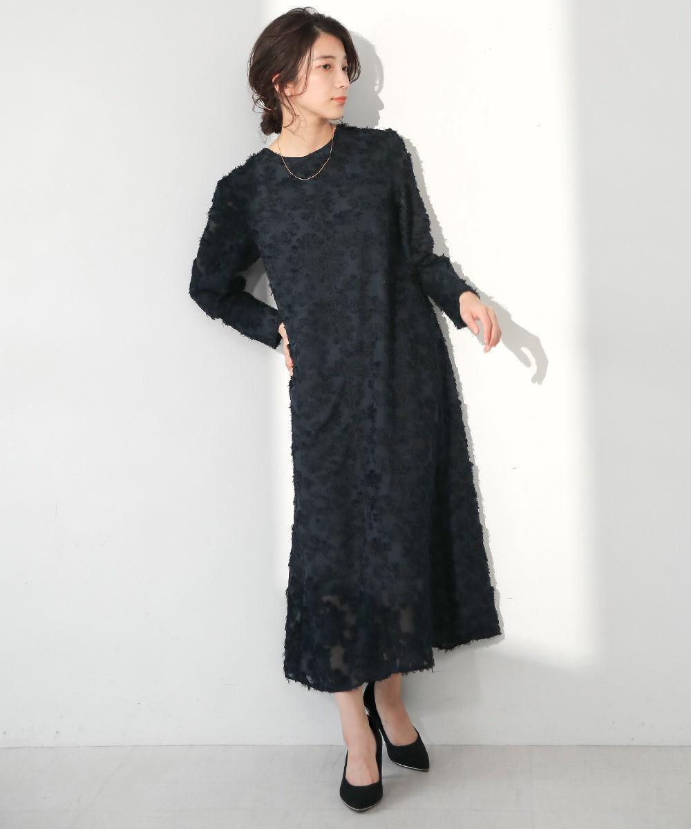 シャギージャガードワンピース