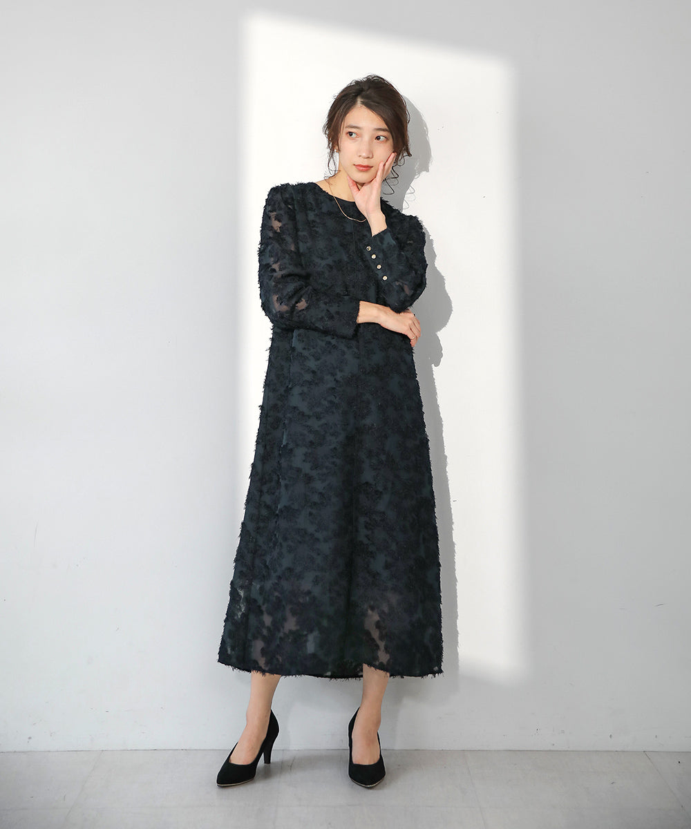 シャギージャガードワンピース