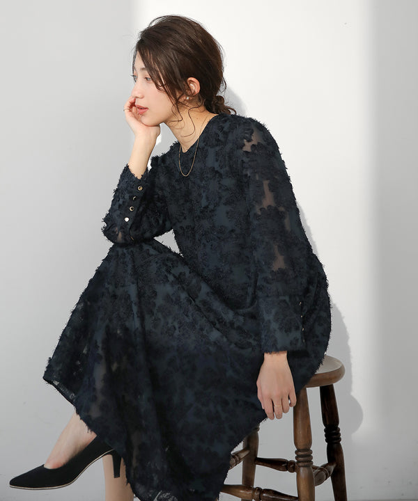 シャギージャガードワンピース