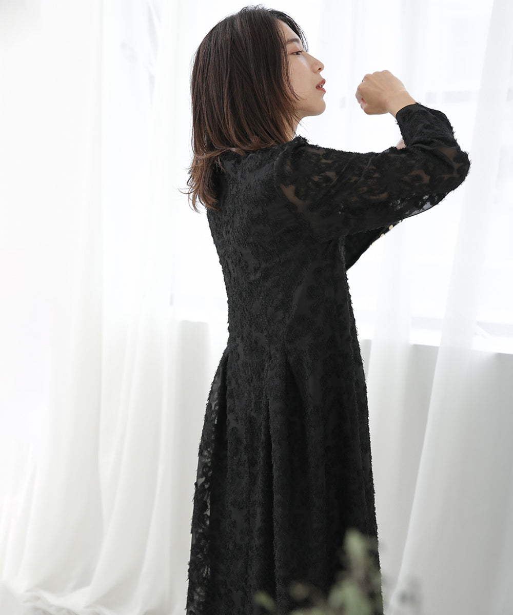 シャギージャガードワンピース