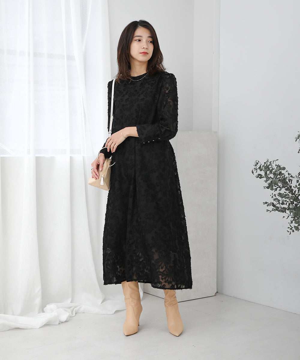 シャギージャガードワンピース