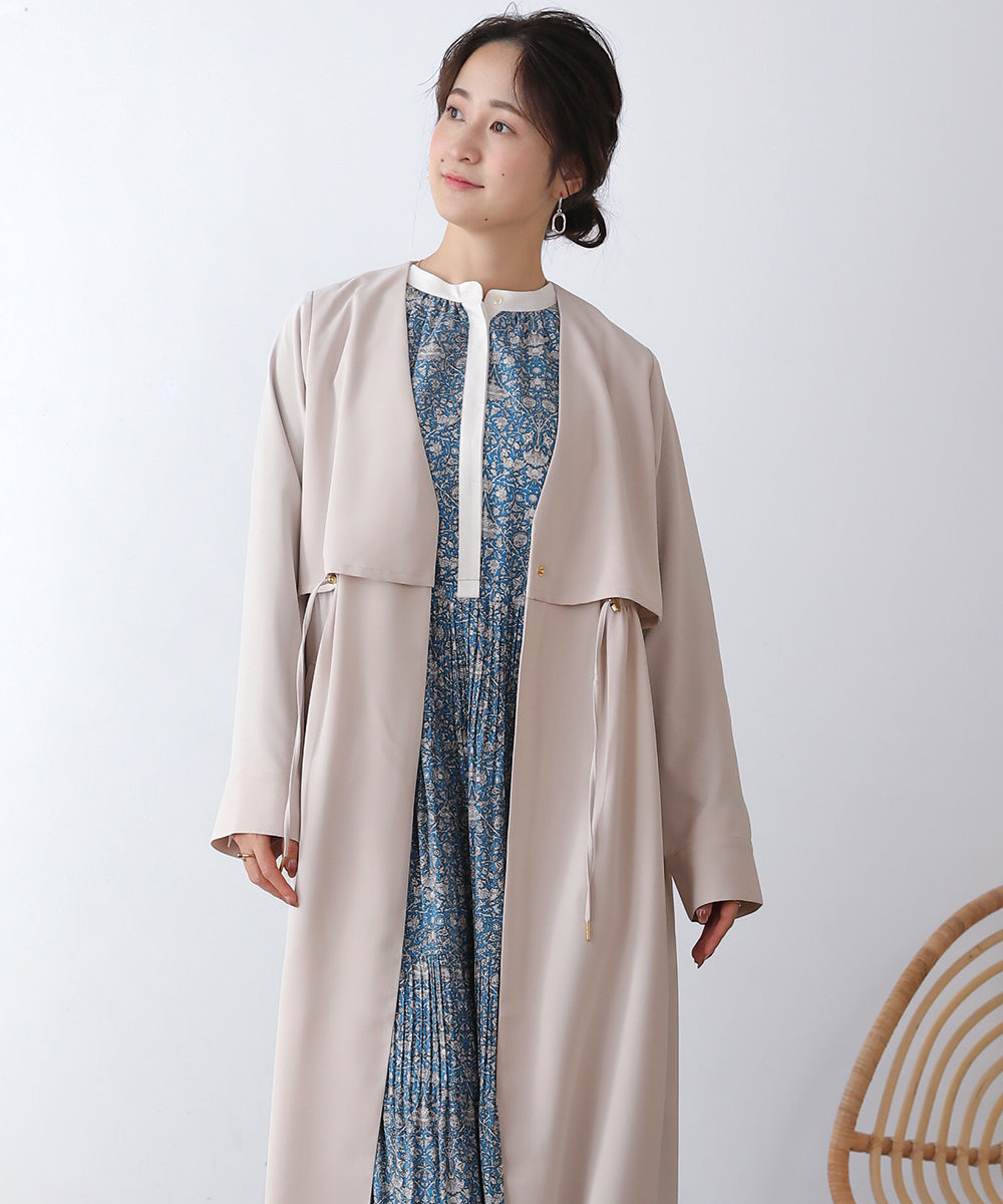 BouJeloud 撥水・花粉ドロストケープライク ロングコート
