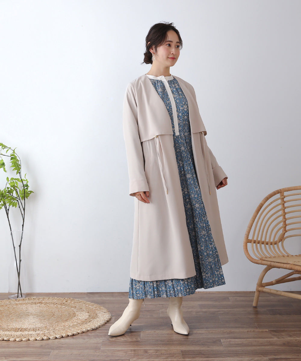 BouJeloud 撥水・花粉ドロストケープライク ロングコート