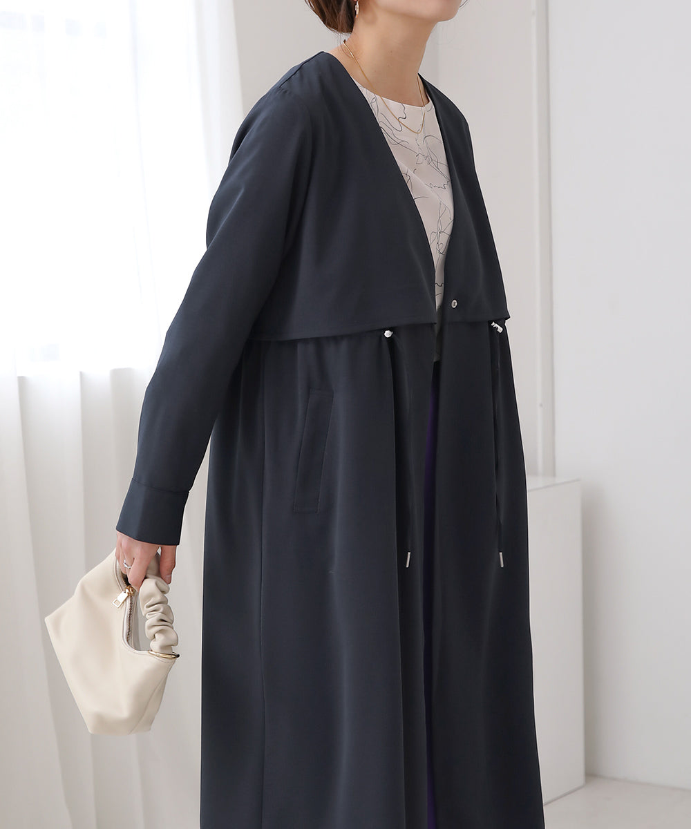 BouJeloud 撥水・花粉ドロストケープライク ロングコート