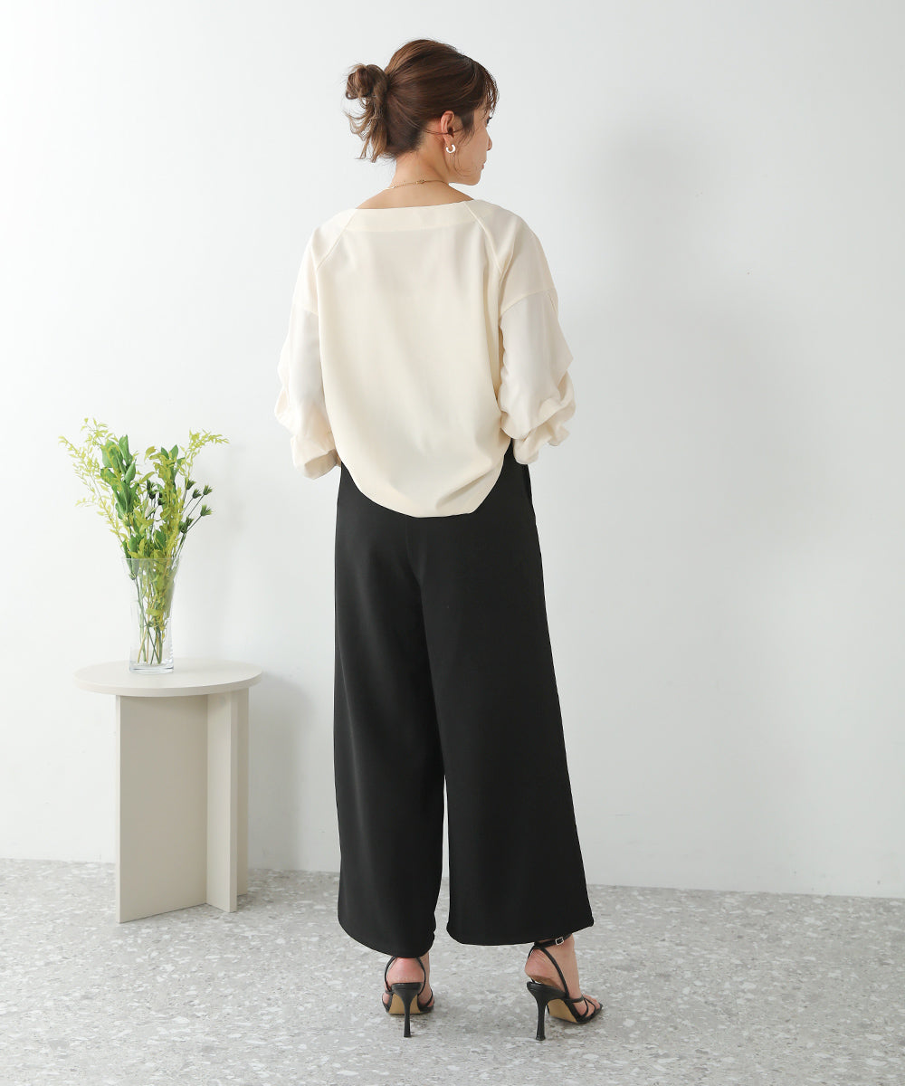 BouJeloud カットジョーゼットワイドパンツ