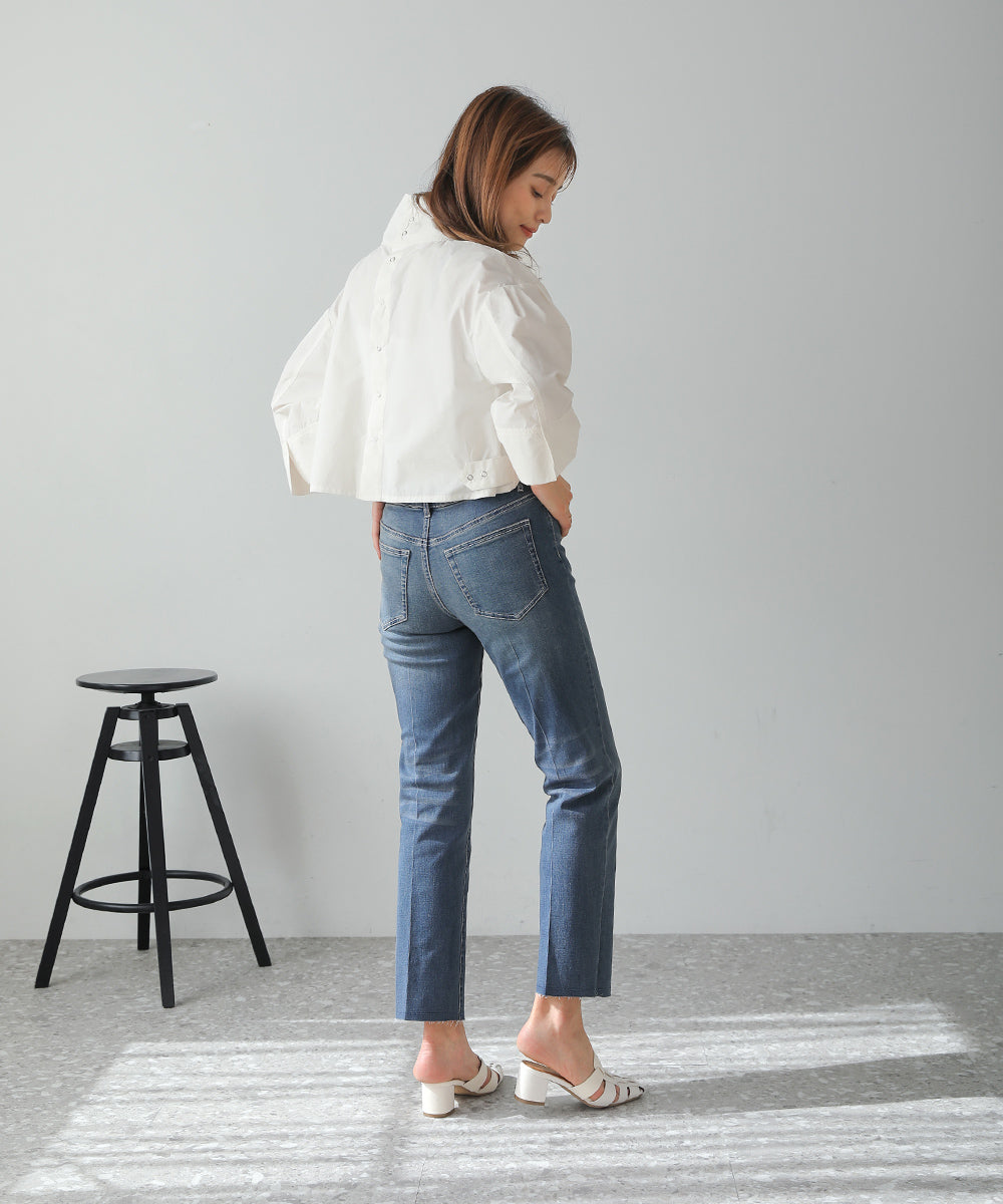 BouJeloud ハイストレッチカットオフデニム