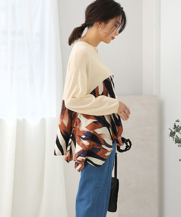 イレヘム柄ドッキングトップス