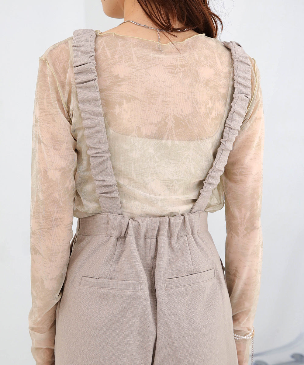 2WAY SHOULDER SHIRRING SALOPETTE