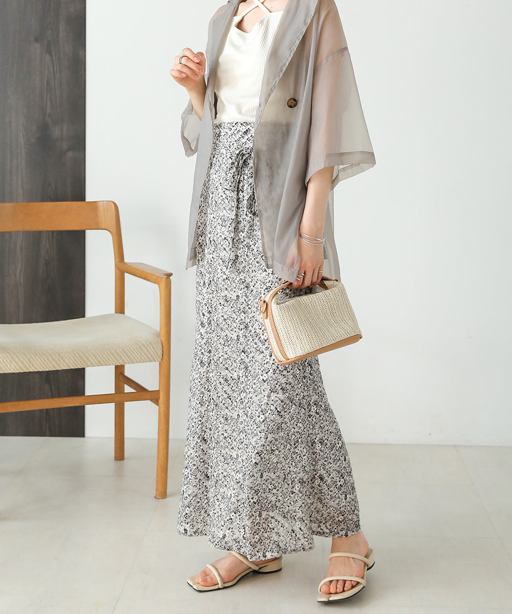 JACQUARD SMALL FLORAL FLARED SKIRT