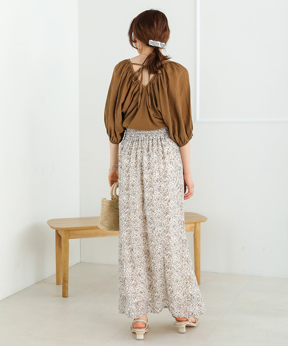 JACQUARD SMALL FLORAL FLARED SKIRT