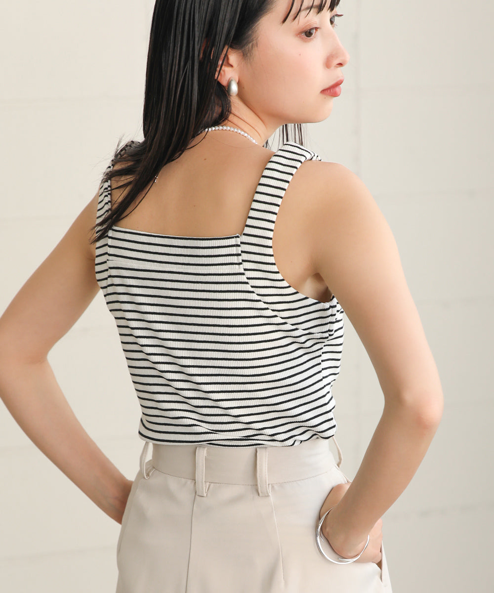ボーダーカップ付きキャミソール