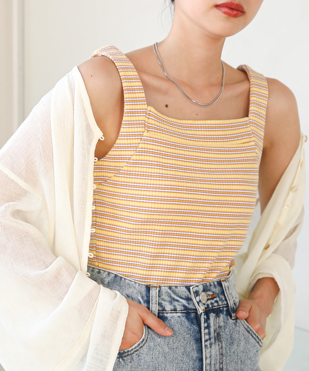 ボーダーカップ付きキャミソール