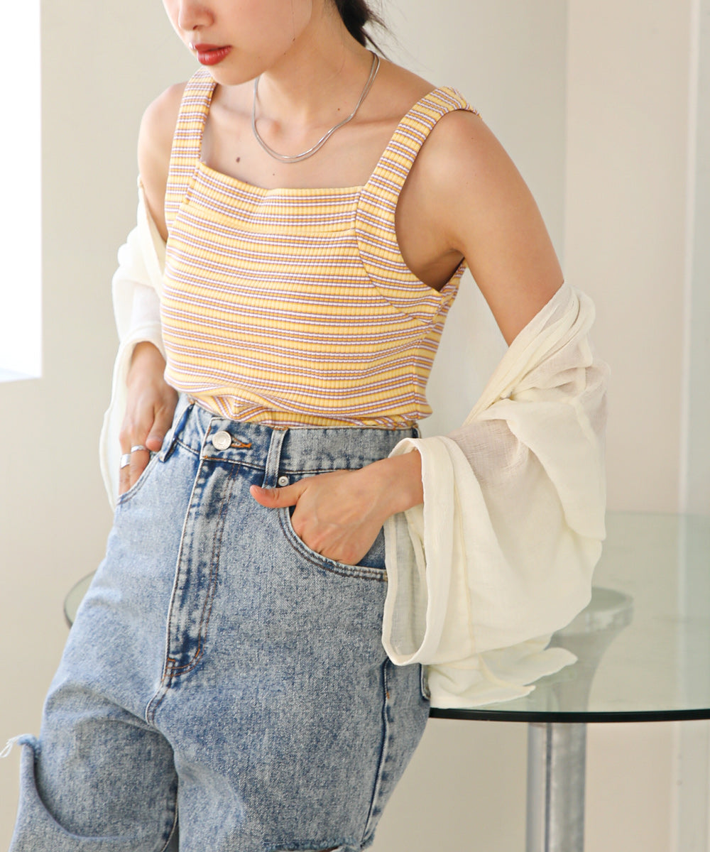 ボーダーカップ付きキャミソール