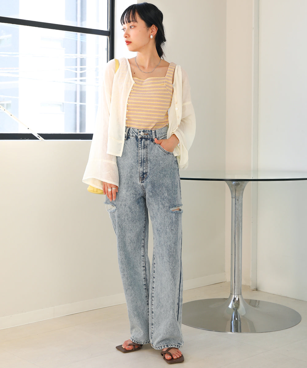 ボーダーカップ付きキャミソール