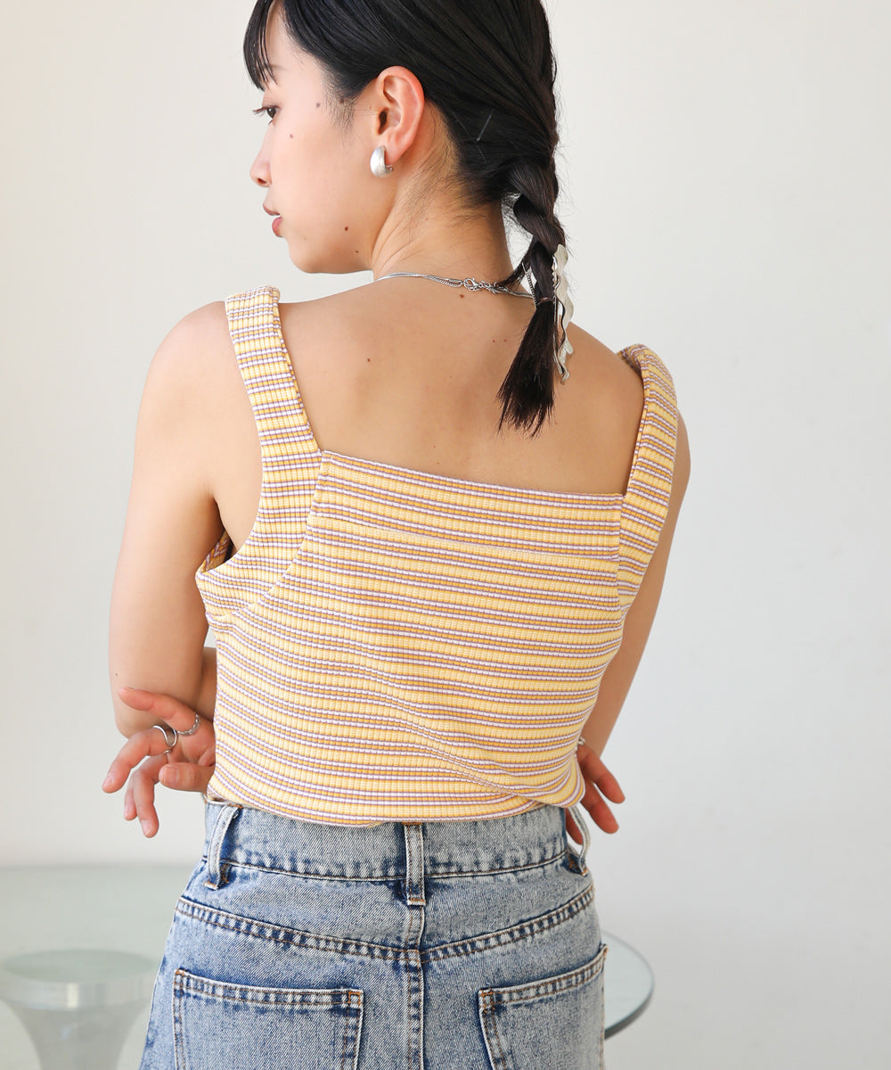 ボーダーカップ付きキャミソール