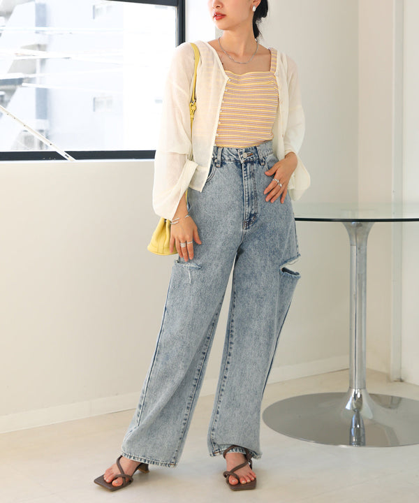 ボーダーカップ付きキャミソール