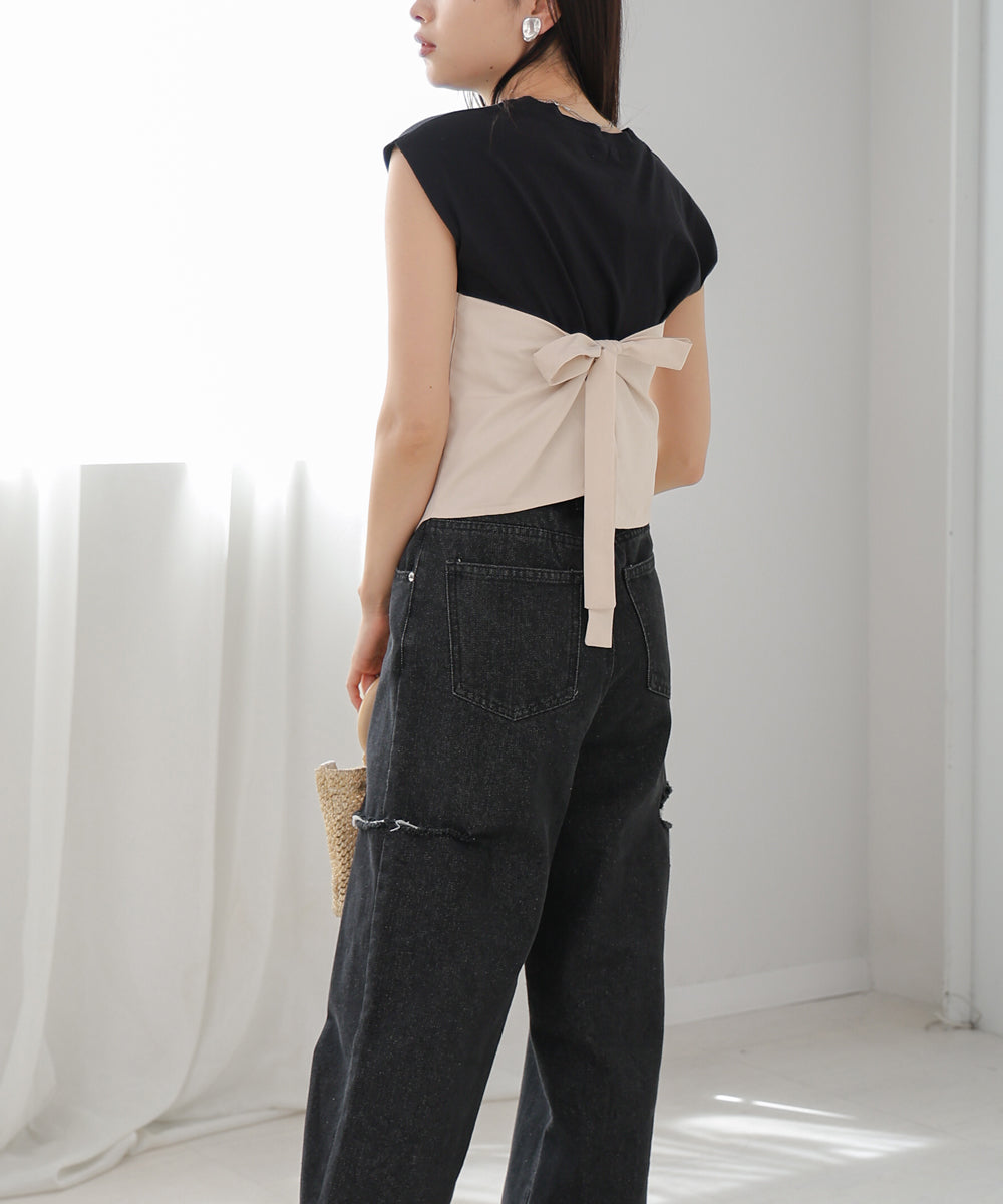 レイヤード風ビスチェカットソー