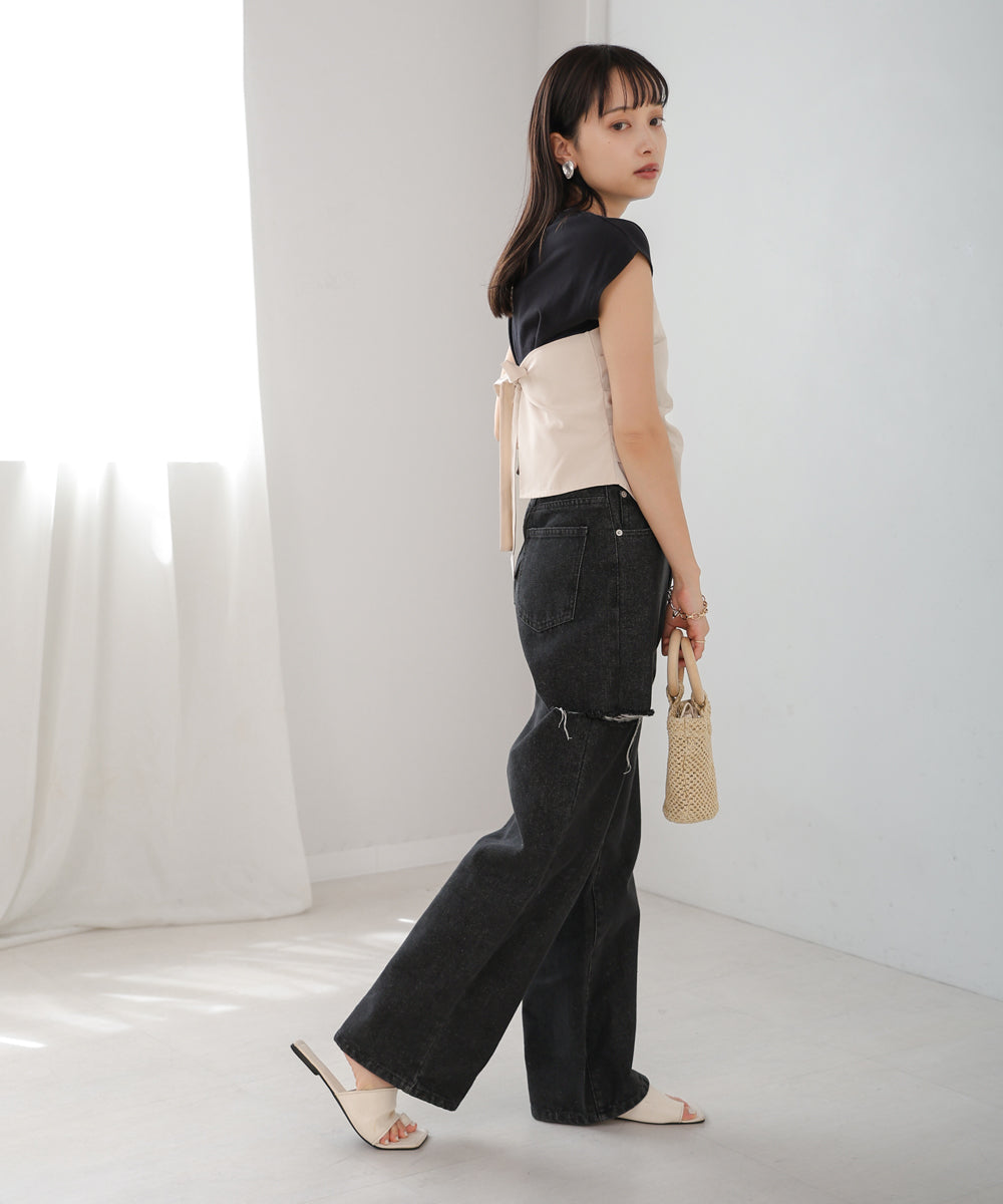 レイヤード風ビスチェカットソー