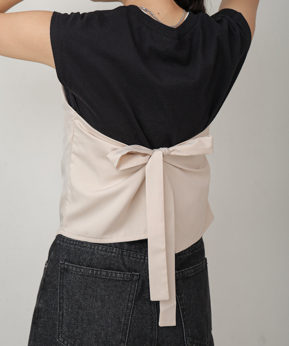 レイヤード風ビスチェカットソー