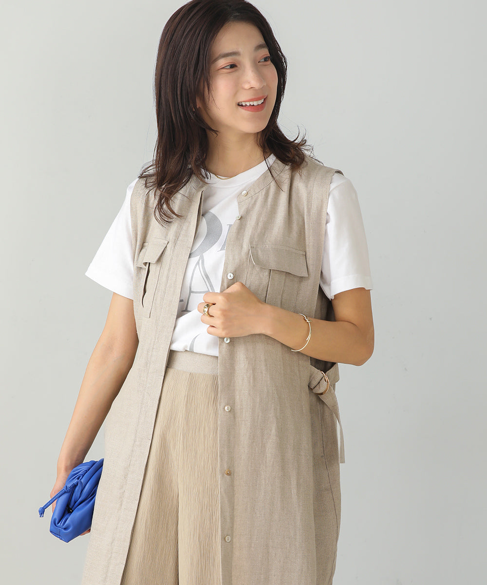 【plage】Linen シャツワンピース　ナチュラル　38