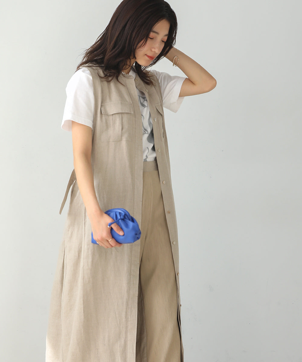 【plage】Linen シャツワンピース　ナチュラル　38